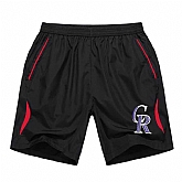 Men's Colorado Rockies Black Red Stripe MLB Shorts